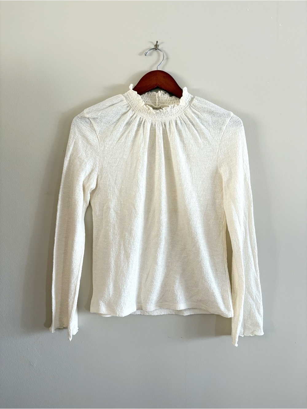 Madewell Texture & Thread Ivory Mock Neck Top Women S NWT Cottage Coquette Chic